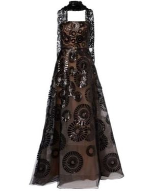 Elie Saab Scarf-Detail Sequined Tulle Gown - Black