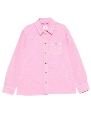 CASABLANCA Logo-Pattern Denim Shirt - Pink