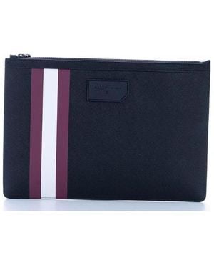 Bally Stripe Detail Clutch Bag - Blue