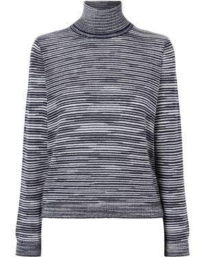 Missoni Striped Cashmere And Wool-Blend Turtleneck Sweater - Blue