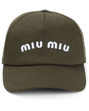 Miu Miu Drill Logo-Embroidered Baseball Cap in Blue | Lyst