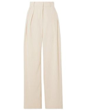 Frankie Shop Tansy Pleated Pinstriped Trousers - White