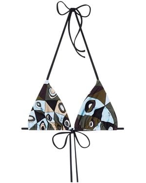 PUCCI Pucci Printed Triangle Bikini Top Beachwear - Metallic