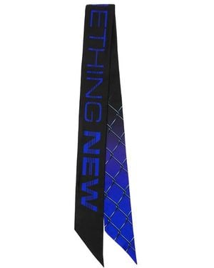 Burberry Logo-Print Silk Scarf - Blue