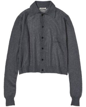 AURALEE Sheer Knit Shirt Cardigan - Grey