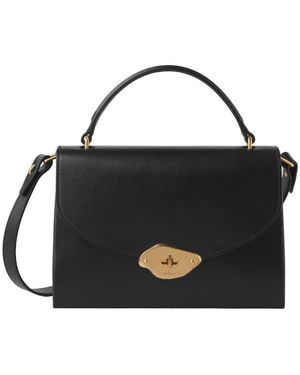 Mulberry Lana Logo-Engraved Foldover Top Tote Bag - Black