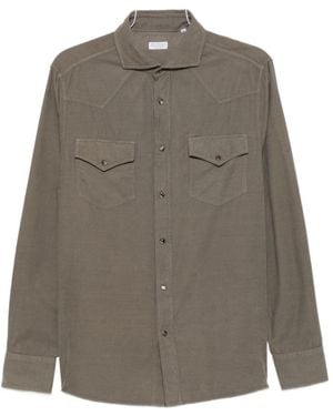 Brunello Cucinelli Corduroy Western-Style Shirt - Grey