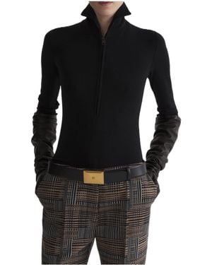 Mugler Column Jersey Top - Black