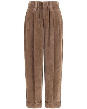 Brunello Cucinelli Pleated Corduroy Pants - Brown