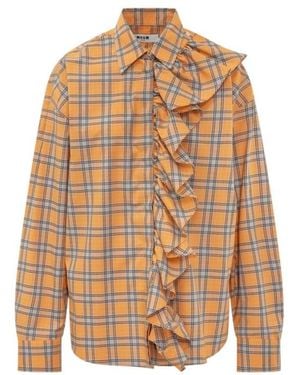 MSGM Ruffled Check Shirt - Brown