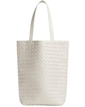 Bottega Veneta Small Intrecciato North-South Tote - White