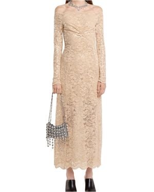 Rabanne Sequin-Embroidered Lace Long Dress - Natural