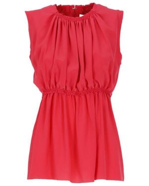 Lanvin Ruched Straight Hem Blouse - Red