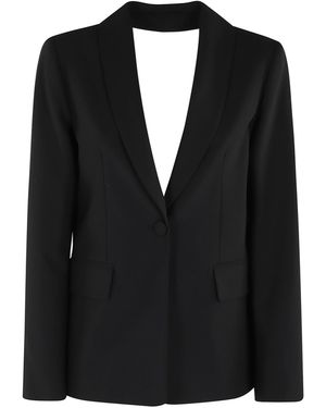 Semicouture Long-Sleeved Openwork Jacket - Black