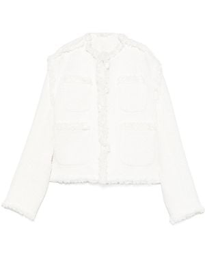 Sacai Distressed-Denim Jacket - White