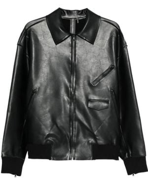 Norma Kamali Norma Faux-Leather Shirt Jacket - Black