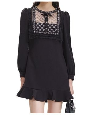 Self-Portrait Embellished Lace-Detailed Mini Dress - Black