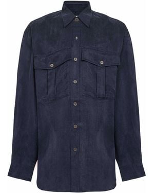 Dries Van Noten Long-Sleeved Straight-Hem Shirt - Blue