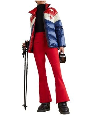 Perfect Moment Quilted Shiny Softshell Down Ski Jacket - Red