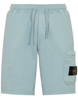 Stone Island Drawstring Fleece Shorts - Blue