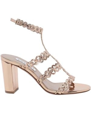 Aquazzura Ankle-Strap High-Heeled Sandals - Natural