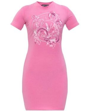 Versace Jeans Couture Couture Baroque Logo Sequined Dress - Pink