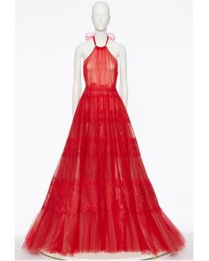 Valentino Neck-Hanging Dress - Red