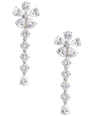 Self-Portrait Multi Crystal Flower Dangle Earring - White