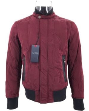 Armani Jeans Long-Sleeved Quilted Casual Jacket - Red