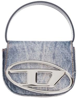DIESEL 1Dr Denim-Print Leather Mini Bag - Blue