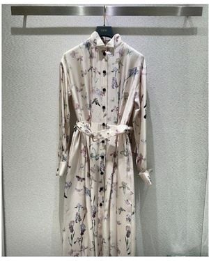 Dior Mid-Length Belted Shirtdress - Gray