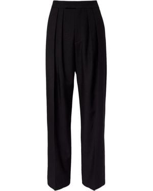 Chloé Pleated High-Rise Wool Gabardine Wide-Leg Pants - Black
