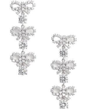 Self-Portrait Embellished Micro Bow Tiered Earrings - White