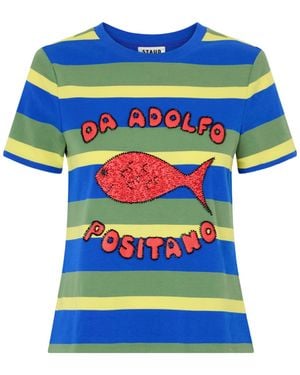 STAUD Striped Print T-Shirt - Blue