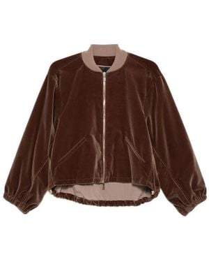 Fabiana Filippi Velvet Zip-Up Bomber Jacket - Brown