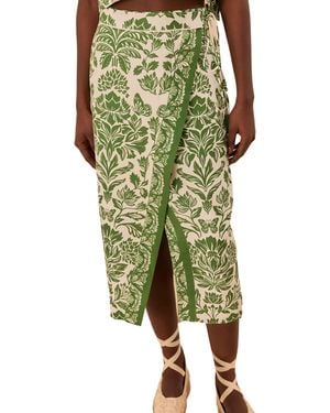 FARM Rio Delicate Tapestry-Print Skirt - Green