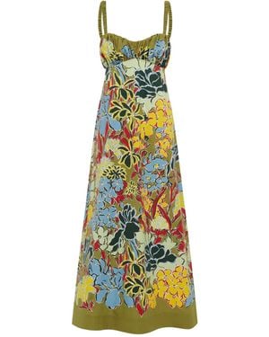 ALÉMAIS Solstice Floral-Print Midi Dress - Green