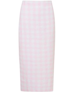 LoveShackFancy Gingham Pencil Skirt - White