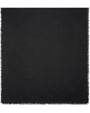 Burberry Wide Check Wool Silk Scarf - Black