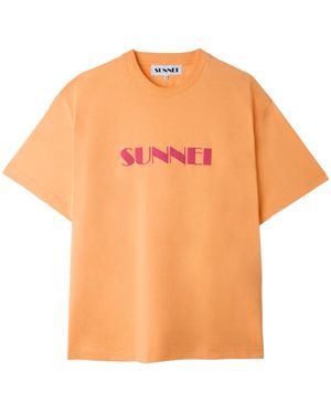 Tシャツ・カットソー SUNNEI ORANGE COTTON T-SHIRT SUNNEI Classic T-shirt With Cuts Off White / Orange Stripe