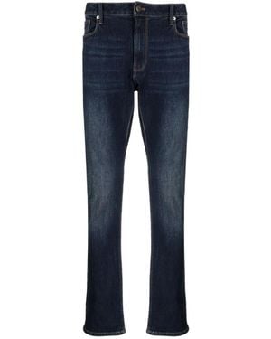 Emporio Armani Logo Plaque Washed Denim Jeans - Blue