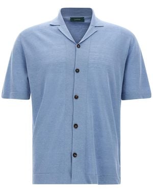 Zanone Knitted Short Sleeve Shirt - Blue