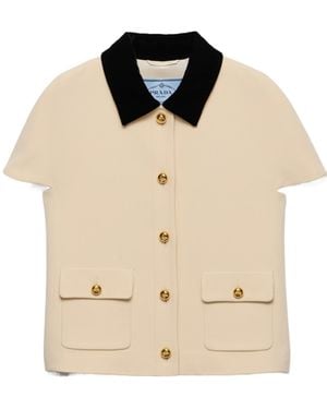 Prada Sablé Compact Short-Sleeved Jacket - Natural