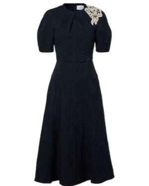 Erdem Floral Cotton-Blend Jacquard Midi Dress - Blue