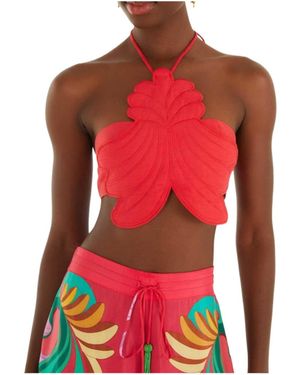 FARM Rio Appliqué Halterneck Top - Red