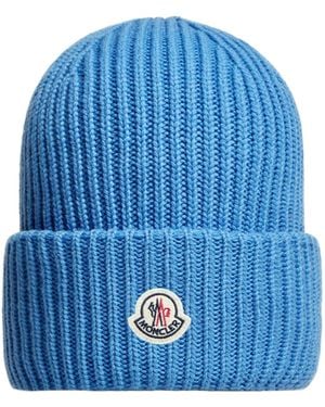 Moncler Wool Cashmere Beanie - Blue