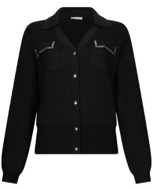 Liu Jo Appliqued-Pocket Cardigan - Black