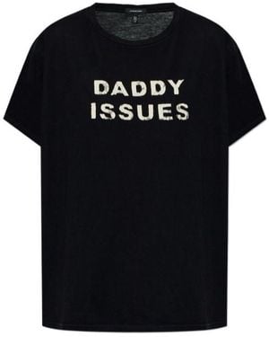 R13 Slogan-Motif T-Shirt - Black