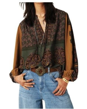 Ba&sh Printed Long-Sleeved Blouse - Brown