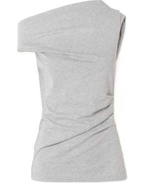 Dries Van Noten Off-The-Shoulder Draped Cotton-Jersey Top - Grey